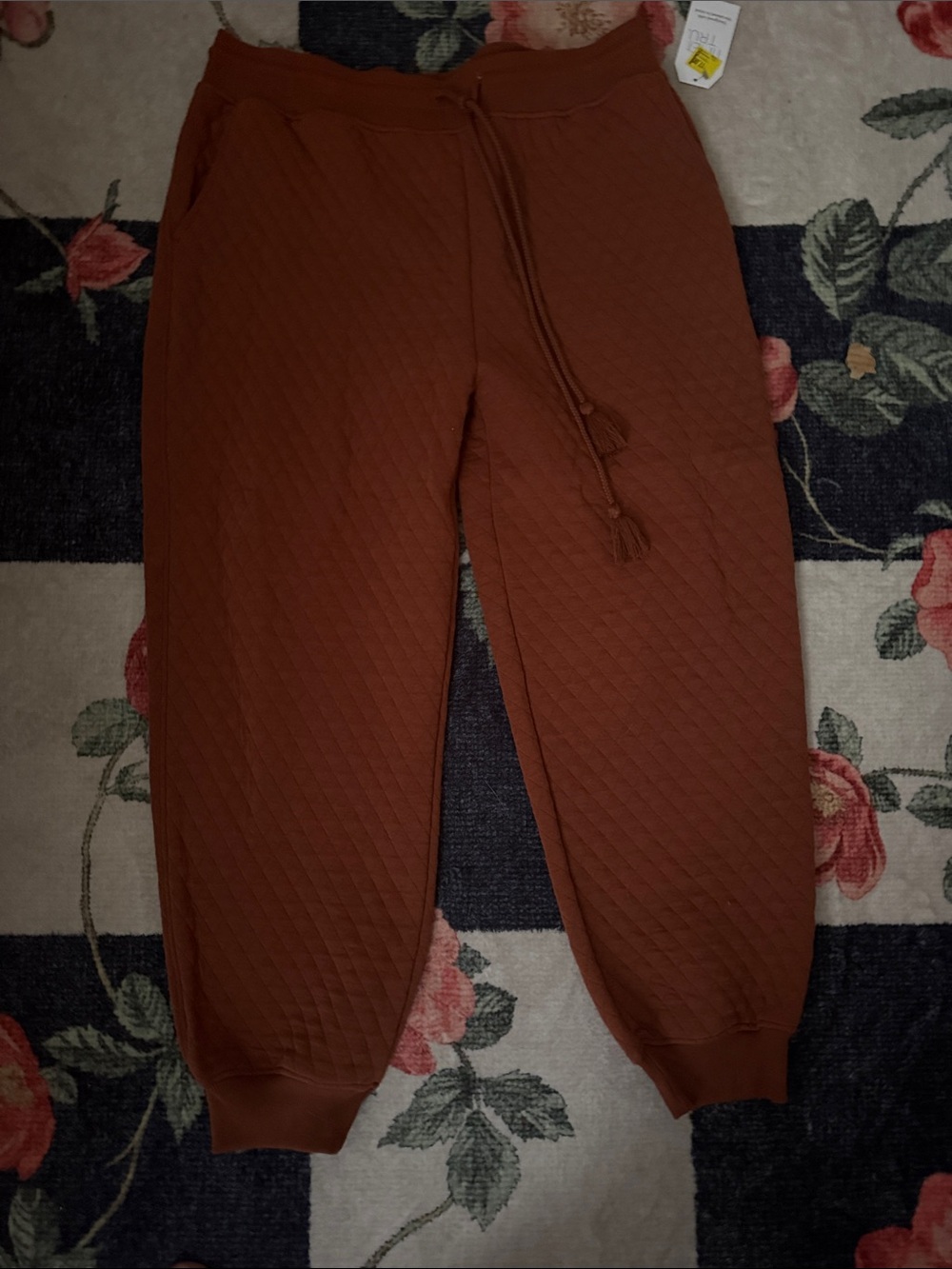 Kids Quilted Rust Brown Jogger Bottoms